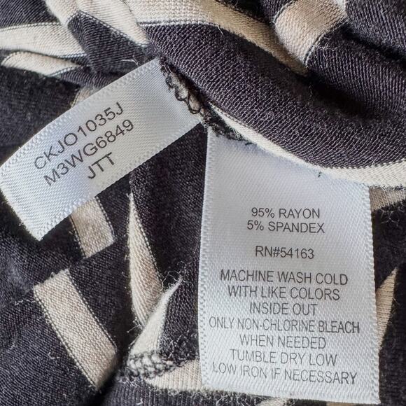 Calvin Klein, Diagonal Striped Fold Down Maxi Skirt, Black and Beige, Size Small - Picture 7 of 10